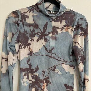 Anthropologie, Maeve Mesh Long-Sleeve Turtleneck Top